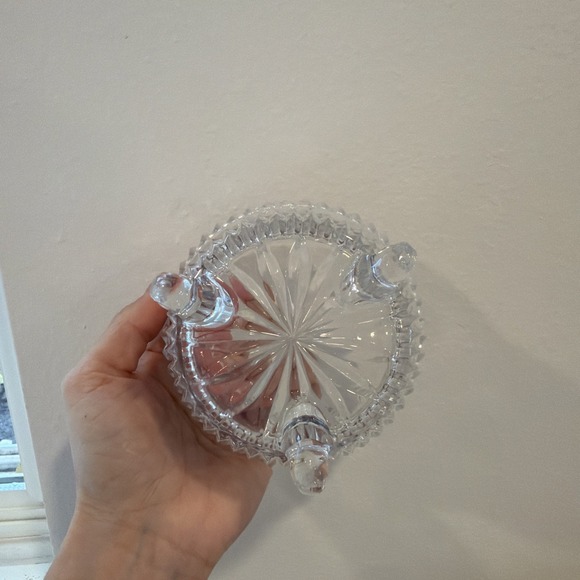 Vintage 7" 3 Toed Glass Candy Dish with Lid - Picture 4 of 7